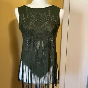 Living Doll Los Angeles Boho Fringe Tank Top